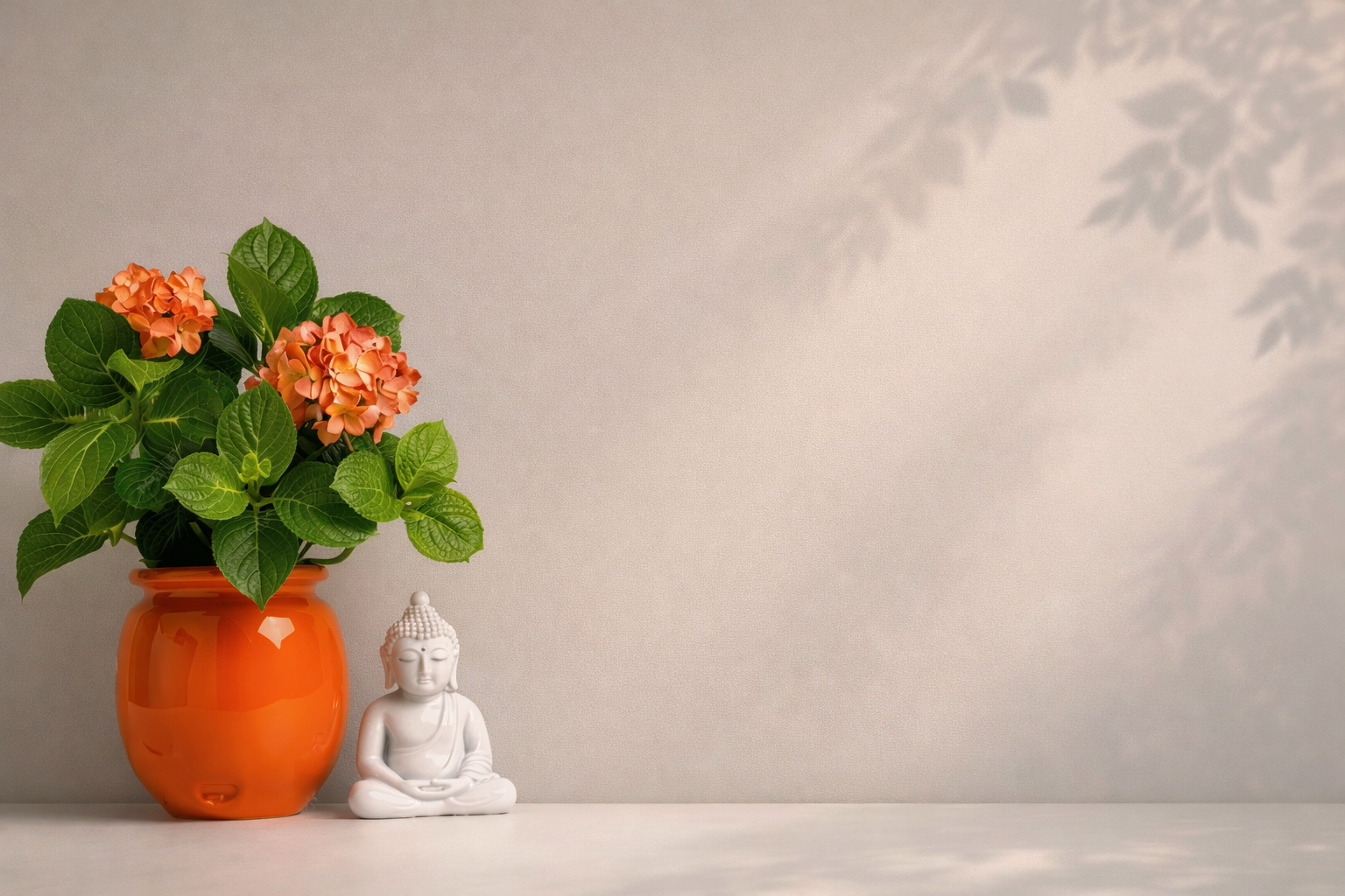 serene still life with buddha and flowers